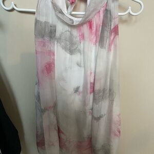 M made in Italy size large silk grey, pink and white sleeveless halter top